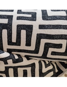 Tissu coton imitation Kuba zaïrois africain rafia noir -  tissus ameublement siège au mètre coussin réfection tapis
