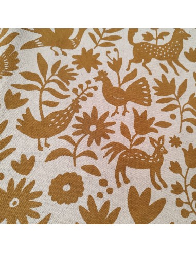 Tissu coton imitation Kuba zaïrois africain Peanuts ocre -  tissus ameublement siège au mètre coussin réfection tapis