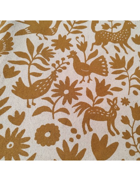 Tissu coton imitation Kuba zaïrois africain Peanuts ocre -  tissus ameublement siège au mètre coussin réfection tapis