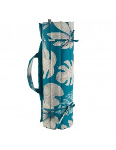 Matelas de plage 60x180 cm tropical bleu tête gonflable SUD ETOFFE - linge de maison - accessoire plage vacances