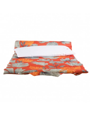 Zoom Matelas de plage 60x180 cm tropical flamingo orange tête gonflable SUD ETOFFE - linge de maison - accessoire plage vacances