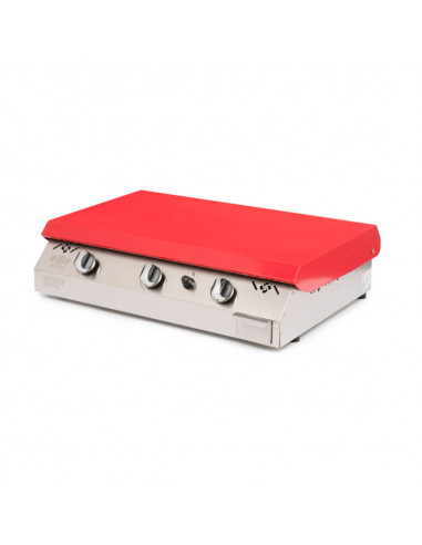 Plancha Gaz 3 feux Inox Plantxa plaque 10/15 pers rouge - equipement cuisson exterieur - cuisine saine bien être santé
