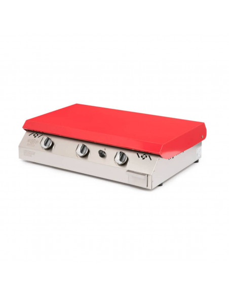 Plancha Gaz 3 feux Inox Plantxa plaque 10/15 pers rouge - equipement cuisson exterieur - cuisine saine bien être santé