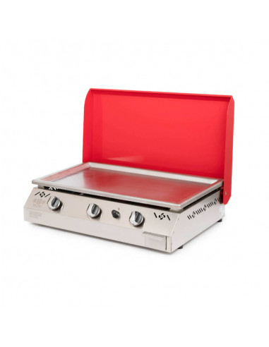 Plancha basque Gaz 3 feux Inox Plantxa plaque rouge 10/15 pers - equipement cuisson exterieur jardin - cuisine saine