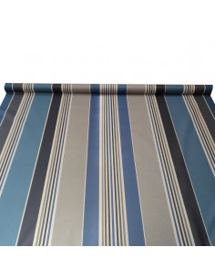 Nappes en Toile enduite rayure traditionnelle Basque gris bleu - art de la table - tissu ameublement au mètre 2