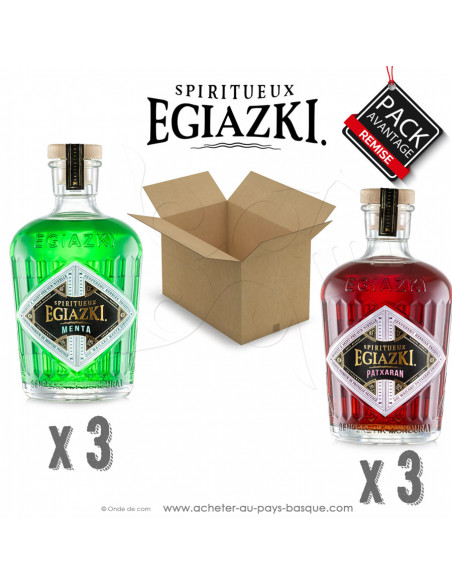 Pack Remise : 3 Patxaran et 3 Menta Egiazki Liqueurs Basques