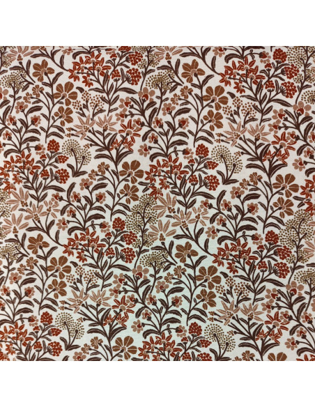 Patchwork Tissu canevas de coton fleur et feuillage écru - vêtement sac patch quilting - tissus habillement ameublement mercerie