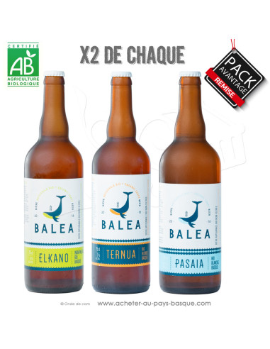 Pack Remise :  Bières Basques BIO Balea 75 cl  2 Blondes, 2 Blanches, 2 IPA