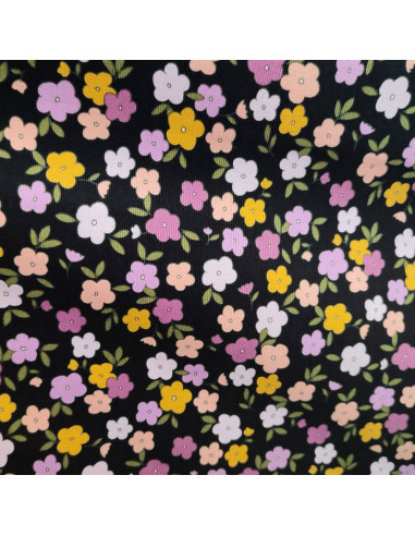 Tissu Velours cotelé milleraie cotonnoir petites fleurs Poppy - Tissus habillement au mètre vente en ligne