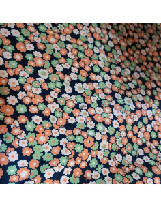 Tissu Velours cotelé milleraie coton bleu marine petites fleurs Poppy - Tissus habillement au mètre vente en ligne