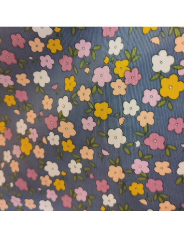 Tissu Velours cotelé milleraie coton petites fleurs Poppy - Tissus habillement au mètre vente en ligne