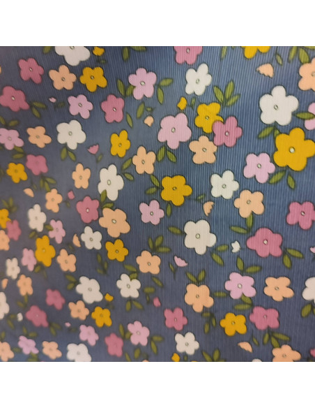 Tissu Velours cotelé milleraie coton petites fleurs Poppy - Tissus habillement au mètre vente en ligne