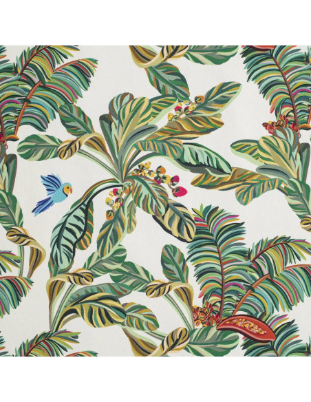 Tissu toile coton YASMINE ALL OVER jungle multicolore THEVENON - Tissus d'ameublement au mètre rideaux coussin réfection siège