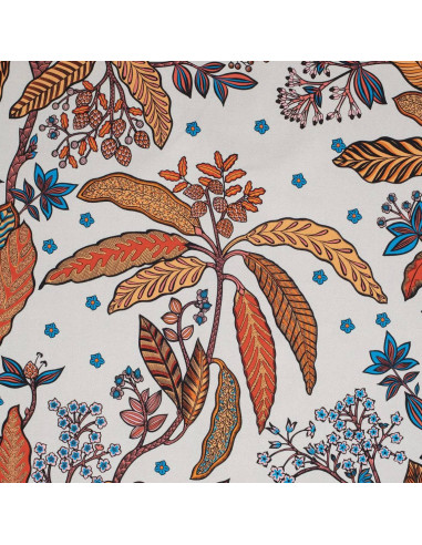 Tissu Toile coton BIBI fondgalet fleur feuillage Thevenon - tissus ameublement Biarritz - rideaux coussin sièges