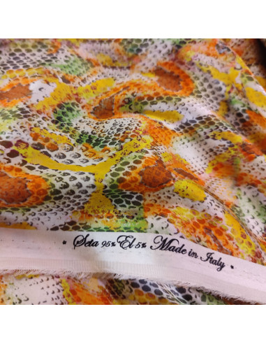 Tissu soie motif ecaille serpent - tissus habillement soie  haute couture