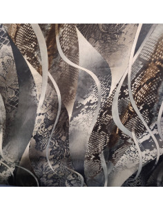 Satin polyester gris métallisé serpent dentelles - tissu habillement au mètre - mercerie Dock Biarritz