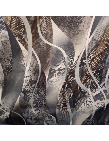 Satin polyester gris métallisé serpent dentelles - tissu habillement au mètre - mercerie Dock Biarritz