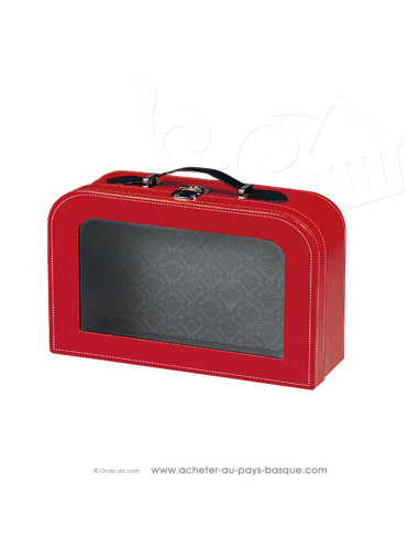 Coffret valisette carton vide Rouge fenêtre PVC taille M