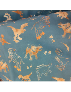 Softshell imperméable dinosaures poppy tissu déperlant oeko-tex envers polaire bleu  - tissu habillement au mètre