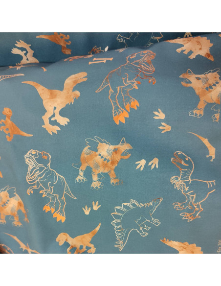 Softshell imperméable dinosaures poppy tissu déperlant oeko-tex envers polaire bleu  - tissu habillement au mètre
