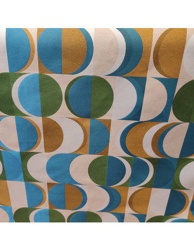 Polyester tissu jacquard ameublement seventies géométrie cercle grande laize - coussin rideaux réfection fauteuil canapé