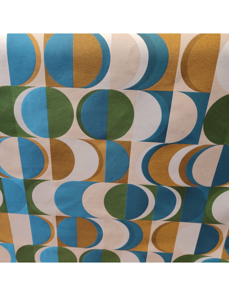 Polyester tissu jacquard ameublement seventies géométrie cercle grande laize - coussin rideaux réfection fauteuil canapé