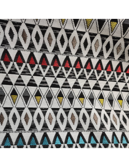 Tissu Polyester jacquard ethnique losanges multicolore - Tissus Ameublement au mètre - coussin rideaux siège