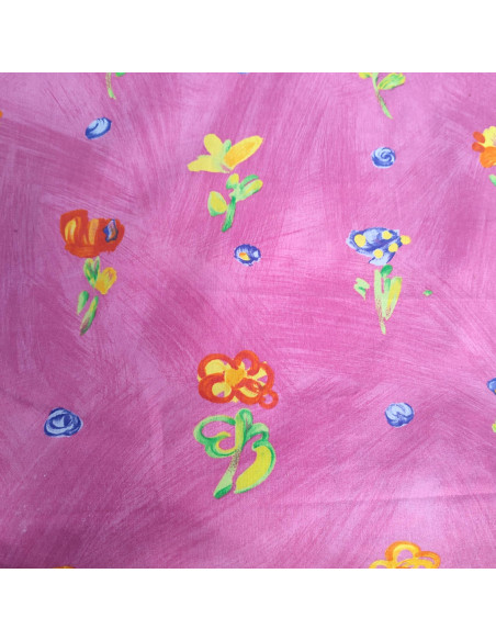 tissu toile coton rose à fleurs effet peinture "Sweat Pea" designer guild - Tissus Ameublement au mètre - rideaux  coussin