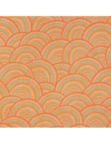 Tissu toile coton "fairy light" géométrie abstraite mandarine - Tissus ameublement Thevenon au mètre - rideaux coussins siège