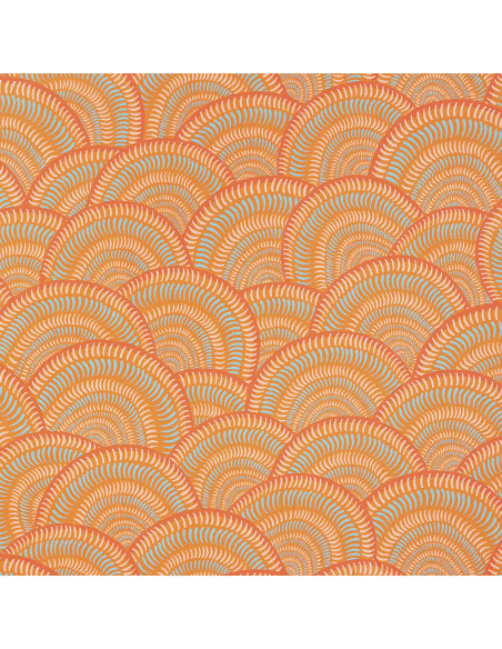 Tissu toile coton "fairy light" géométrie abstraite mandarine - Tissus ameublement Thevenon au mètre - rideaux coussins siège