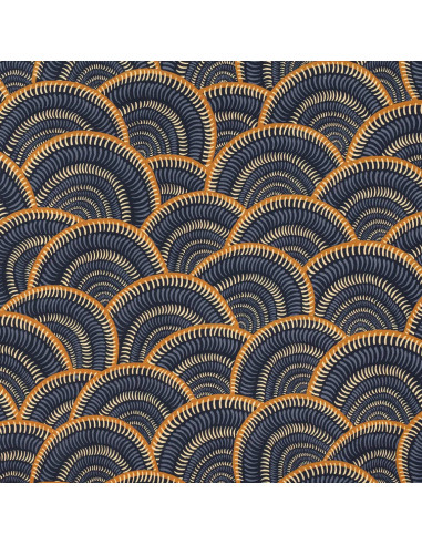 Tissu toile coton FAIRY LIGHT géométrie abstraite marine Thévenon - tissus ameublement au mètre - siège coussin rideaux