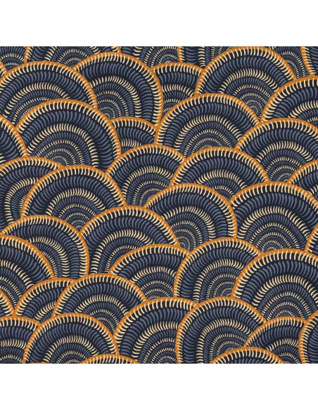Tissu toile coton FAIRY LIGHT géométrie abstraite marine Thévenon - tissus ameublement au mètre - siège coussin rideaux