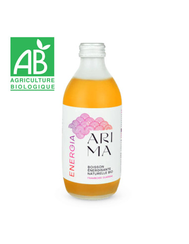 Boisson énergisante framboise hibiscus ENERGIA ARIMA bio  33cl - boisson basque produits locaux