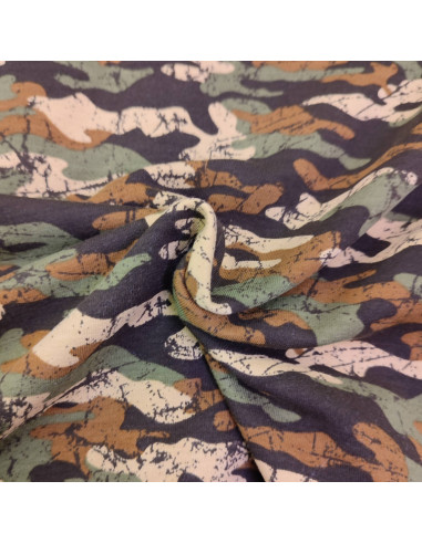 Tissu Jersey sweat léger kaki marron armée camouflage POPPY - Tissus habillement au mètre - vetement couturiere - Dock Biarritz