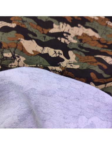 Zoom tissu sweat léger jersey kaki marron camouflage POPPY - Tissus habillement au mètre - vetement couturiere - Dock Biarritz