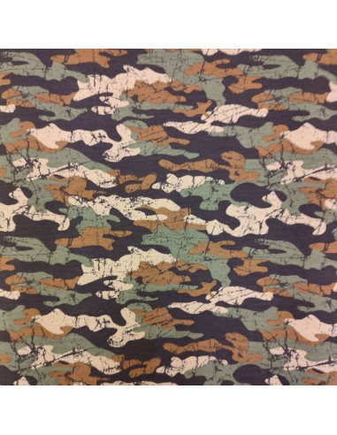Tissu Jersey sweat léger kaki marron Army camouflage POPPY - Tissus habillement au mètre - vetement couturiere - Dock Biarritz