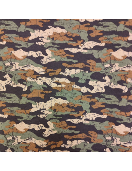 Tissu Jersey sweat léger kaki marron Army camouflage POPPY - Tissus habillement au mètre - vetement couturiere - Dock Biarritz