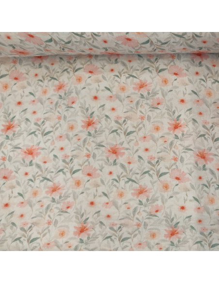 Tissu double gaze petites fleurs roses - tissus habillement été au mètre - vetements couturiere sur mesure
