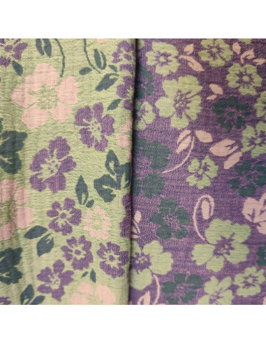 Zoom tissu coton double gaze violet fleur - tissus habillement été au mètre - vetements couturiere sur mesure