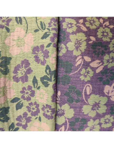Zoom tissu coton double gaze violet fleur - tissus habillement été au mètre - vetements couturiere sur mesure