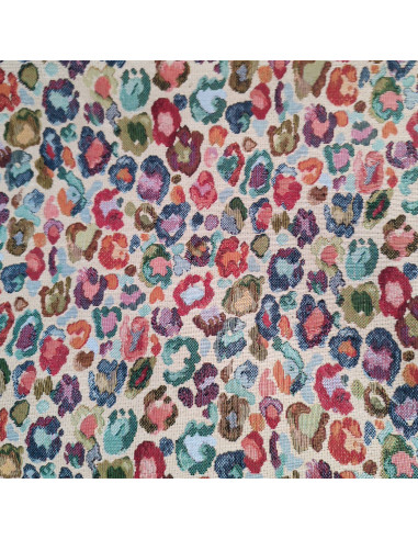Tissu  jacquard Léopard  multicolore - Tissus ameublement au mètre - coussins rideaux sur mesure réfection siège