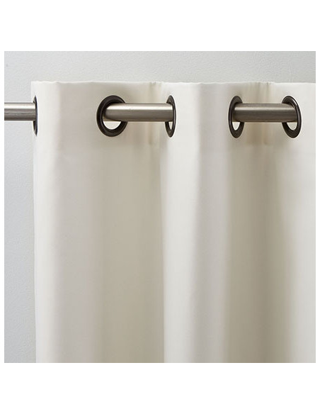 Paire de Rideaux Tissu cacao Thevenon écru fond bleu canard