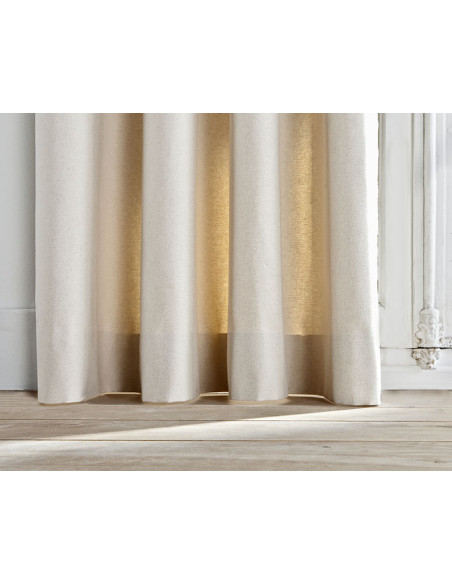 Paire de Rideaux Tissu cacao Thevenon écru fond bleu canard