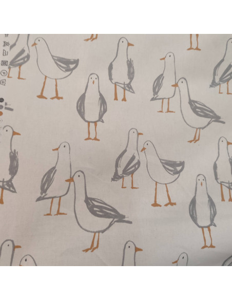 Toile coton thème marin oiseaux mouettes Ameublement au mètre - rideaux coussins accessoires sacs