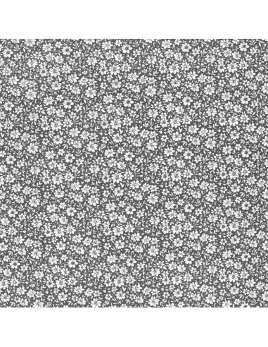 Tissu coton cretonne motif floraux edelweiss noir - Tissus Ameublement habillement au mètre