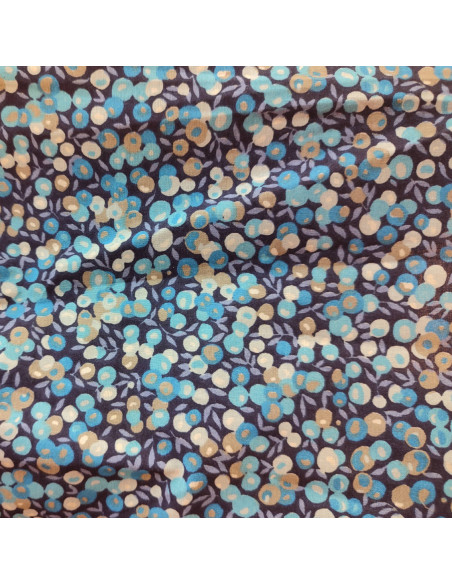 Tissu coton cretonne baies sauvages bleues - Tissus Ameublement habillement au mètre
