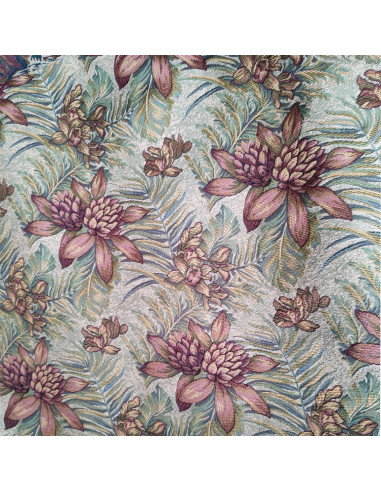 Tissu  jacquard grosses fleurs - Tissus ameublement au mètre - coussins rideaux sur mesure réfection siège