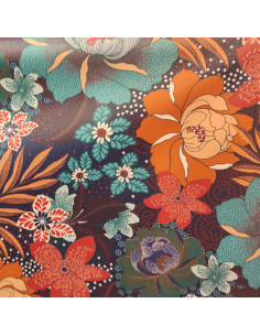 Tissu toile coton enduit grosses fleurs - Tissus Ameublement  au mètre - nappe enduite