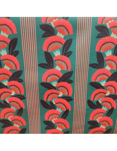 Tissu toile coton enduit AMBRE fleurs Thévenon - Tissus Ameublement  au mètre - nappe enduite