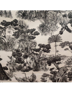 Tissu toile coton enduit ANIMALIA Thévenon - Tissus Ameublement  au mètre - nappe enduite